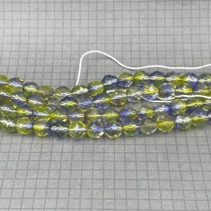 Yellow Blue Firepolished Czech Glass 8mm Bead Full Strand Jewelry Making